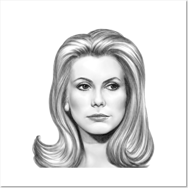 Catherine Deneuve Portrait Wall Art by JoanTatley